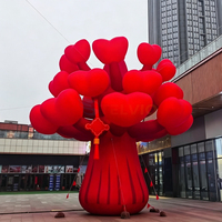 Arbre gonflable en forme de cœur rouge sur le thème de la Saint-Valentin pour centre commercial, décoration d'événement romantique, modèle d'arbre gonflable