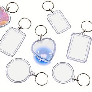 Cadre photo rond transparent personnalisé en acrylique avec porte-clés en métal DIY, pendentif porte-clés en plastique pour cadeau promotionnel - Product Image 5