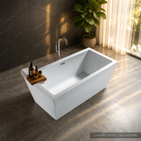 Baignoire autoportante rectangulaire en acrylique blanc avec drain central, 1500x800x600mm, pour adultes
