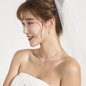 Collane da sposa con diamanti finti delicati in oro rosa oro <span class=keywords><strong>argento</strong></span> dichiarazione per <span class=keywords><strong>abiti</strong></span> senza spalline spose il giorno delle <span class=keywords><strong>nozze</strong></span> - Product Image 5