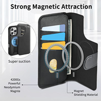Étui de téléphone en cuir 2-en-1 avec fente amovible pour portefeuille et porte-cartes magnétique pour iPhone 15, 16, 17 Pro Max avec portefeuille intégré