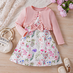 Abbigliamento per Bambine Nuova Collezione Primavera Autunno 100% Lana Tessuto Floreale Pettinato Antirughe Set Cardigan Lavorato <span class=keywords><strong>a</strong></span> Maglia Vendita Calda - Product Image 3