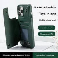 Étui de téléphone portable en cuir PU antichoc avec support magnétique multifonction et lanière personnalisable pour cartes – Design professionnel
