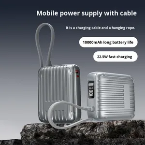 Cargador Portátil Mini Palm Power Bank Plateado con Textura de Fábrica, Cable Desmontable Universal, Carga Rápida PD, Multi-Puerto - Product Image 2