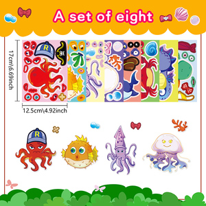8 pièces <span class=keywords><strong>de</strong></span> haute qualité Kawaii personnalisé Animal autocollant décoratif Original mer créature visage Swap ensemble autocollants - Product Image 2