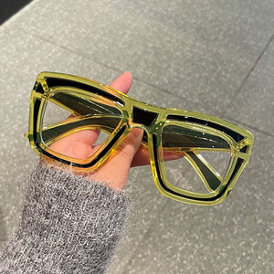 Personalità cornice quadrata trasparente con linea di <span class=keywords><strong>disegno</strong></span> colorato anti-blu occhiali da vista di grandi dimensioni montature da donna - Product Image 2