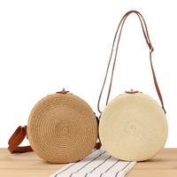 FSP546 Accessoires de plage d'été 2025 Sacs à bandoulière ronds en paille pour femmes Mode Vente chaude Sac en paille rond Sac pour femmes