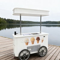 Chariot de vente ambulante de crème glacée et de gelato de qualité supérieure 2025, avec vitrine réfrigérée, à pousser à la main