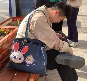 Labubu Spring Wild at Home Series Delantal Modelado Denim Shoulder Bag Blue pop Market <span class=keywords><strong>Sorpresa</strong></span> Regalo - Product Image 4