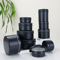 Pots en métal noir à bas prix de 5 ml, 15 ml, 30 ml, 50 ml, 60 ml, 100 ml, 150 ml, et pots en aluminium noir mat de 5 g, 15 g, 30 g, 50 g, 60 g, 80 g, 100 g, 150 g