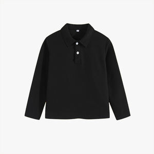 Polo à manches longues en pur coton de couleur unie pour enfants, haut intérieur blanc à revers pour filles, uniforme scolaire, chemise à manches longues pour garçons - Product Image 3