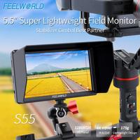 Moniteur LCD de terrain inclinable de 5,5 pouces S55 IPS 1280x720 compatible 4K pour appareil photo reflex numérique et diffusion en direct
