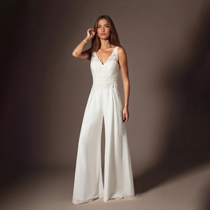 On Sale Chiffon Palazzo Pants Wedding Hand-Embroidered Floral Design