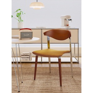 Chaise de salle à manger en bois massif rétro nordique, rembourrée, pour la maison - Product Image 4