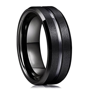 Men's Stainless Steel <b>Ring</b> 8MM Single Groove Brushed Finish Geometric Design Fashion Jewelry Gift - Product Image 3