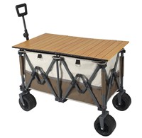 Chariot de plage pliable portable de haute qualité pour le camping en plein air, avec quatre roues et poignée réglable, vente en gros