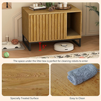 Armoire à litière pour chat en bois écologique avec base en métal noir élégante et moderne pour appartement, cuisine, salon, chambre à coucher