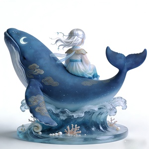 Ballena Estrella Azul: un Niño Celestial Montado en las Olas en Busca de los Sueños. Esta Escultura Fue Tallada y Fundida por Bozhiyi - Product Image 2
