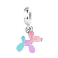 Breloques pendantes en émail rose plaqué argent, série fantaisie mignonne, licorne, ours en peluche, tasse à thé, cœur, pour bracelet à breloques européen
