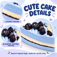 Jouet sensoriel anti-stress en silicone souple et réaliste en forme de gâteau aux myrtilles, idéal pour les cadeaux d'anniversaire et les festivals