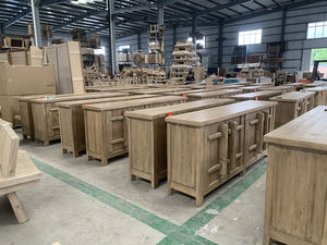 מזרחי סגנון סיני עתיק עץ מגולף במצוקה צבועה רהיטים - Product Image 4