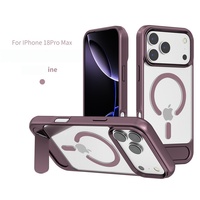 Coque de protection magnétique en métal avec béquille, finition effet peau pulvérisée à l'huile, compatible avec iPhone 18 Pro Max, iPhone 17, 16, 15, 14