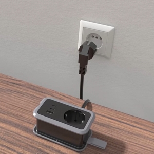 EU 16A Smart Socket Portable Power Strip with 1 <b>USB</b> 2 Type C Port Europe Standard Extension Wire Socket and Switch - Product Image 2