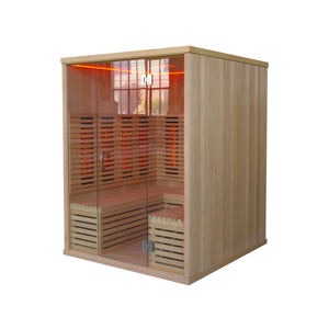 مجموعة ساونا داخلية بالأشعة تحت الحمراء البعيدة للفنادق، مصنوعة من الخشب الصلب الأوروبي، مع لوحة تحكم بالكمبيوتر، غرفة ساونا من خشب الهيملوك/الخشب الأحمر. - Product Image 2