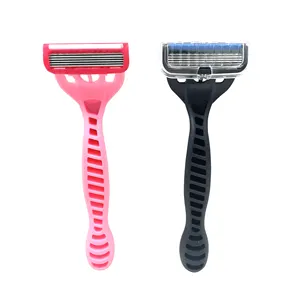 Factory Best Quality Sell Customized Logo 6 Blades Rubber Handle Female Lady Women Razor