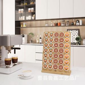 Soporte para cápsulas de café de bambú, estante de almacenamiento de escritorio para 35 cápsulas, para sala de té, color madera natural, gran capacidad - Product Image 4