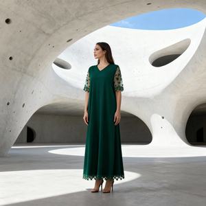 Abaya elegante y modesta de poliéster premium para mujeres musulmanas, vestido de fiesta, proveedor mayorista de China - Product Image 3