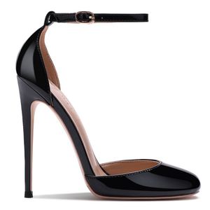 Cross-border Foreign Trade Wholesale European American New Round-toe Strappy Patent Leather Summer Stiletto <b>Heel</b> 10-12 Sandals - Product Image 3