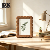 Cadre photo en bois naturel à bords ondulés DX Designs, 4x6, 5x7, 8x10 pouces, texture tissée, cadre photo de table, décoration bohème pour la maison