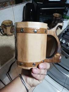 Mug en bois contemporain de qualité supérieure Rani Industries avec poignée, produit écologique en vrac pour le thé, le café, le vin, la bière - Product Image 2