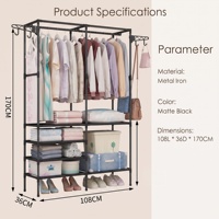 Porte-manteau multi-niveaux de luxe pour la maison, support de rangement pour vêtements en métal thermolaqué pour chambre à coucher