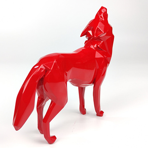 Geometría diseño moderno tamaño pequeño Lobo estatua escultura - Product Image 3