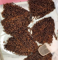 Qualité supérieure, couleur naturelle ( # 1b) Lot de cheveux naturels bouclés pixie, couleur naturelle, 100% cheveux humains (cheveux naturels), vente en gros