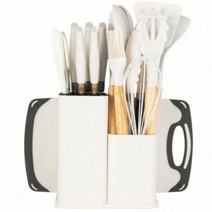 <b>Silicone</b> Kitchenware 19-Piece Kitchen Products <b>Tools</b> Storage Barrel Handle Kitchenware Suit Kitchen Knife Set - Product Image 6