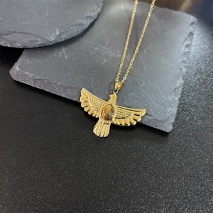 Acciaio inossidabile placcato oro 18K aquile <span class=keywords><strong>pietre</strong></span> naturali medie donne uomini collane di forte qualità - Product Image 5