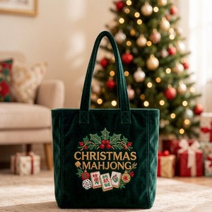 Sac fourre-tout en velours <span class=keywords><strong>rouge</strong></span> avec doublure en coton doux, sac à bandoulière pour jeux de plein air Mahj avec fermeture éclair supérieure - Product Image 2