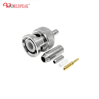 Connecteur BNC mâle à sertir pour câble coaxial FLEX2 50 Ohm, prise coaxiale RF, broche plaquée or, solution personnalisée d'usine