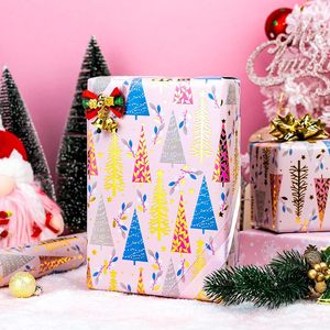 Pink Christmas <b>Wrapping</b> <b>Paper</b> 17 Inch x 33 Feet Reversible Metallic Tree Design Gift Wrap - Product Image 5