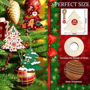 Custom Wooden Christmas <b>Tree</b> <b>Ornaments</b> DIY Paint Decoration Holiday Gift Set Personalized Logo Hanging Pendant Natural Handmade - Product Image 6