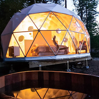 Dôme géodésique de luxe 6/7/8m pour glamping, événements extérieurs, hôtel avec poêle