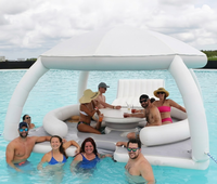 Cabane flottante gonflable imperméable avec auvent d'ombrage, plateforme flottante gonflable pour fête, mer, lac, yacht, détente