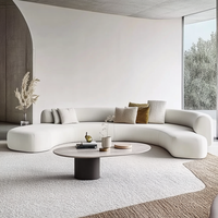Canapé double place en bois blanc Moon Circle Love Seat avec coussin en tissu pour villas Meubles rembourrés