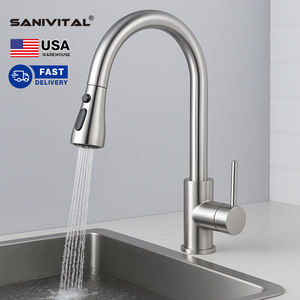 Кухонный смеситель SANIVITAL из высококачественной нержавеющей стали 304 с одной ручкой и выдвижным изливом для отелей и домашнего использования, сертифицирован CE ROHS - Product Image 1