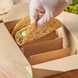 Support à tacos en papier kraft anti-graisse de 6 à 8 pouces avec logo personnalisé, finition brillante/mate, pour hot-dogs et sushis - Product Image 2