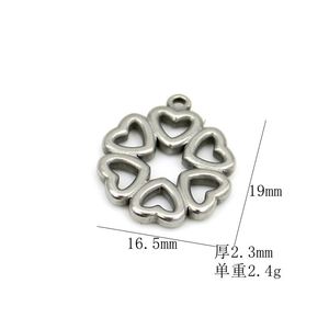 จี้รูปใบโคลเวอร์สี่แฉก Anno Jewelry ทำจากสแตนเลส รูปหัวใจ อุปกรณ์ตกแต่งเครื่องประดับ DIY สำหรับสร้อยข้อมือและสร้อยคอ - Product Image 5