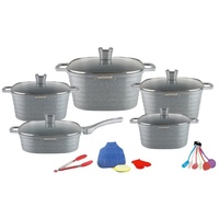 Ensemble de casseroles et poêles carrées de haute qualité, légères, 21 pièces, revêtement antiadhésif en pierre de Maifan, compatible avec les cuisinières à gaz et les fours